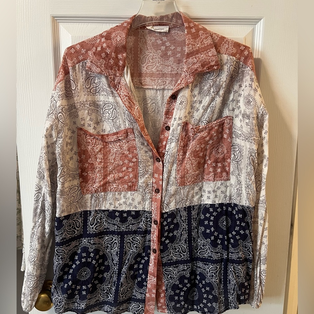 Button down bandana blouse